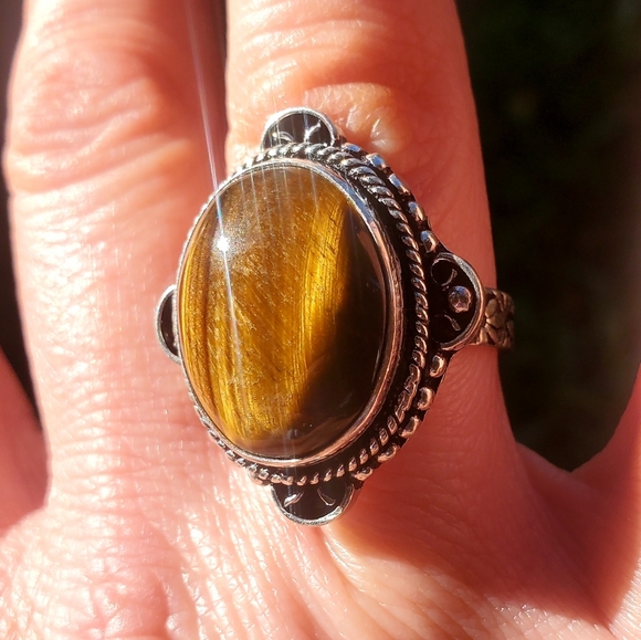 New Tiger Eye 925 Silver Ring. - Picture 10 of 16
